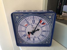 M & S Novelty Jaffa Cake Biscuit Tin working Clock Big Ben London Soldiers Vgc