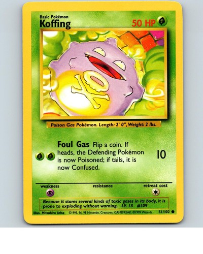 Koffing 102 common base set - 51/102,