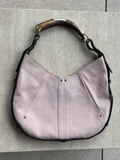 Yves Saint Laurent (YSl) Mombasa Bag in Pink Denim and Dark Brown Leather