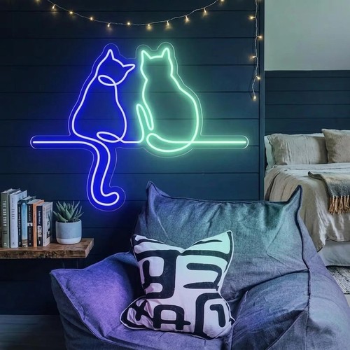 Couple cats neon - light, sign