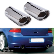 2x Chrome Exhaust Pipe Tip Tail Muffler Stainless Steel For VW Golf Mk5 Mk6 Mk7
