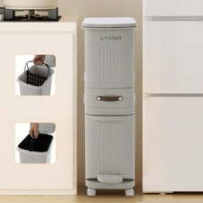 Large Kitchen Rubbish Waste Bin Recycling Dual Multi Compartment Pedal Dustbins