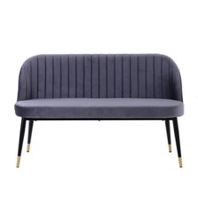 Grey Velvet Dining Bench Contemporary Illona Black Legs - New Boxed