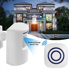 Plug In Wireless PIR Motion Sensor Alarm Detector Door Chime Home Garage Shop UK