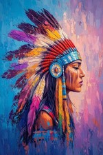 Native American Indian Headdress Canvas Picture Print Wall Art