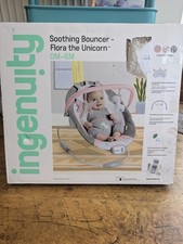 Ingenuity Baby Bouncer W Vibration Flora the Unicorn Soothing Bouncer Girl NEW