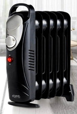 Oil Filled Radiator Electric Portable Heater Thermostat 6 Fin Compact UK