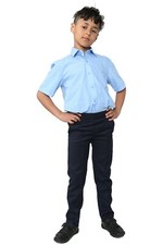 Boys Blue Short Sleeve Shirt Kids School Uniform Polycotton Age 2-18 Years