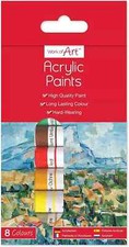 ACRYLIC COLOUR PAINTS ARTIST ART AND CRAFT PAINT SET 8X 6ml FREE POST UK