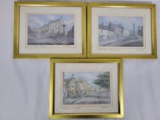 3 Yorkshire Dales Print Drawings By Pat Bell Signed Gold Frames Rare Prop