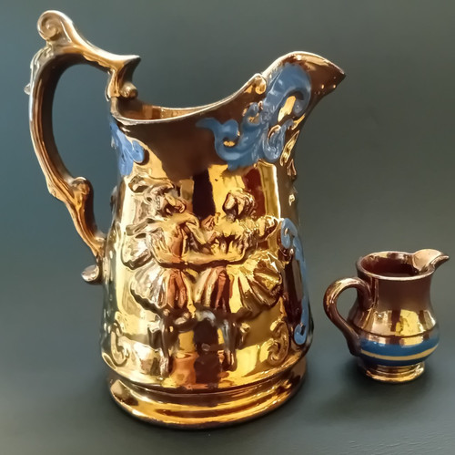 Vintage copper lustre jugs - 2,