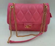 David Jones Paris Ladies Handbag Pink Quilted Design With Gold Chain Strap