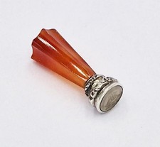 19TH CENTURY SOLID SILVER & AGATE INTAGLIO SEAL - SHIP / GALLEON MATRIX