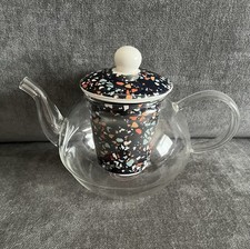 Upper Street Glass Terrazzo Infuser Teapot Black Ceramic