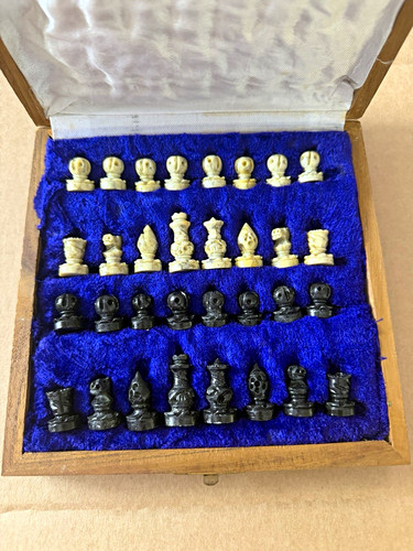 Stone chess set black white - stone,