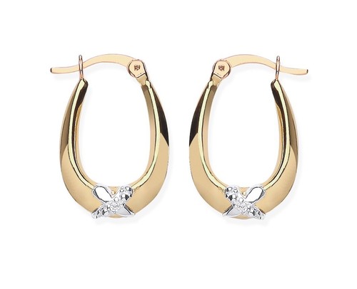 9ct gold silver oval - on, creole