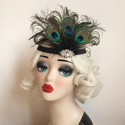 Retro peacock feather - retro, headband
