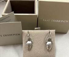 Hot Diamonds Sterling Silver Matt Long Hook  Teardrop  Diamond Earrings With Box