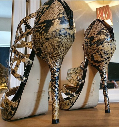Snake skin high heeled shoes - snake,