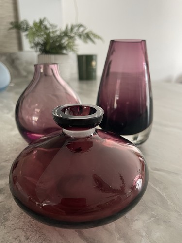 Set aubergine glass - glass, vases