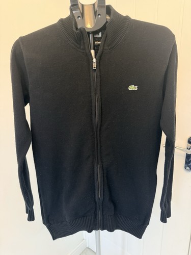 Lacoste black full zip knit - lacoste,