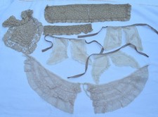 Collection Of Original Antique Lace Collar & Clothing Trims, Beige, Cream