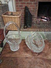 2 X Lead Crystal Posy Baskets