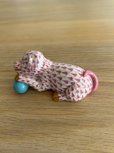 Herend porcelain dog with blue - herend,