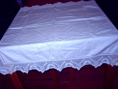 White linen tablecloth - , with