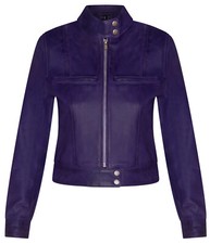 Women's Plain Purple Leather