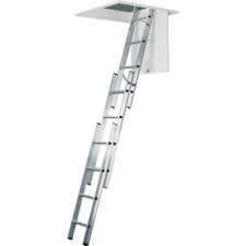 3 Section Loft Ladder and Handrail Aluminium Extendable Sliding Attic Ladders