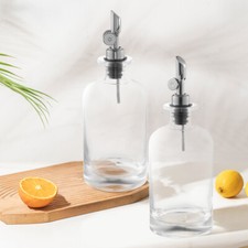 2x Glass Olive Oil Vinegar