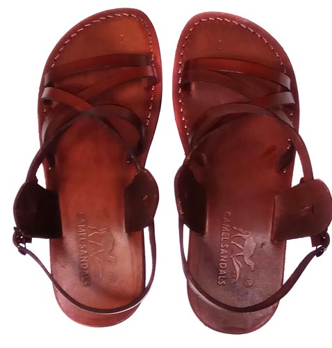 Brown leather roman gladiator - brown,