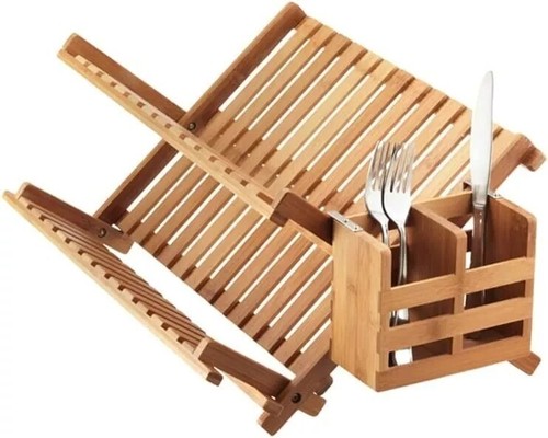 Bamboo wooden dish drainer - wooden,