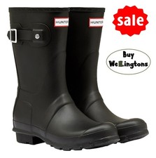 Hunter Wellies Ladies Original Short Wellington Boots Black UK 5
