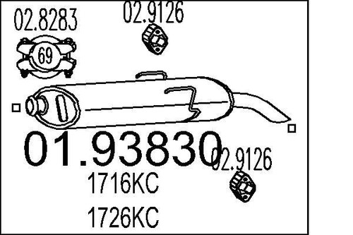 Mts 93830 muffler - mts, exhaust