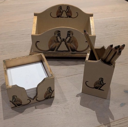 Wooden desk set with - , hand