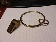 Antique Brass Whistle w/Large Brass Ring - Made in Taiwan