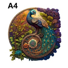 Peacock Round Wooden Jigsaw
