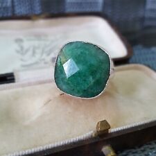 925 Sterling Silver Ring, Genuine Green Beryl Ring, 11.83ct, Size U US 10