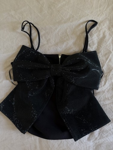 Zara black sparkly bow top - zara,