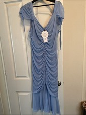 Little Mistress Baby Blue Ruched Body Con Dress Size 16 Brand New