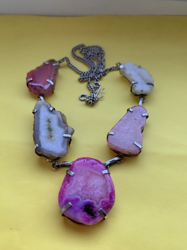 Slice agate necklace - ,