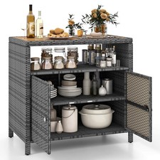 Patio Rattan Storage Cabinet