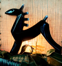 vintage table tv lamp light 50s planter fibreglass USA ceramic horse rockabilly