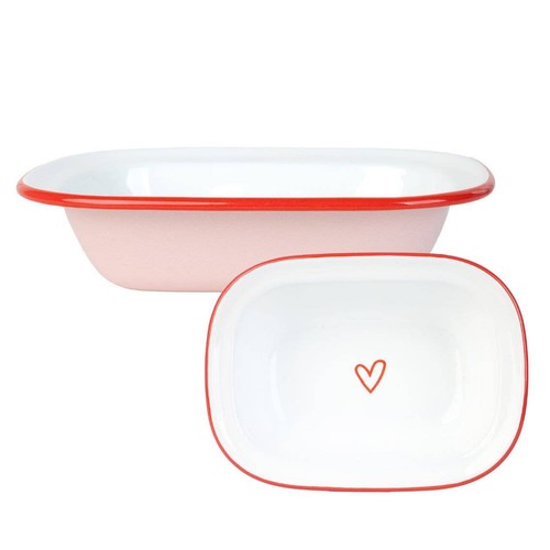 Heart pink oven enamel dish - pink,