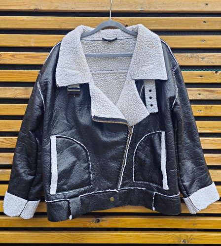 Black aviator biker - aviator, jacket
