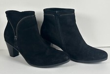 Gabor Women's Black 'Onida' Nubuck (suede feel) 2.5" Heel Ankle Boots UK6.5 VGC