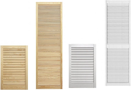 Wooden louvered door front - door,