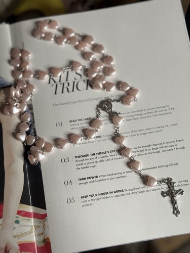 Pink pearl rosary - pink,